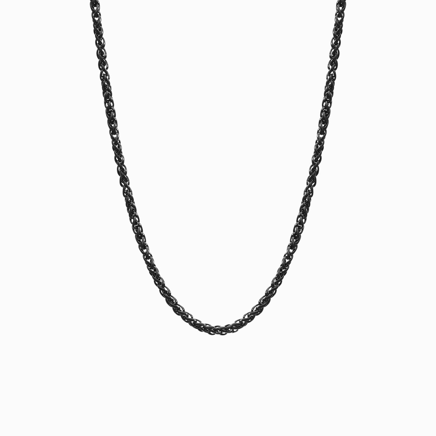 Collar Native en acabado negro con eslabón trenzado, extendido en curva