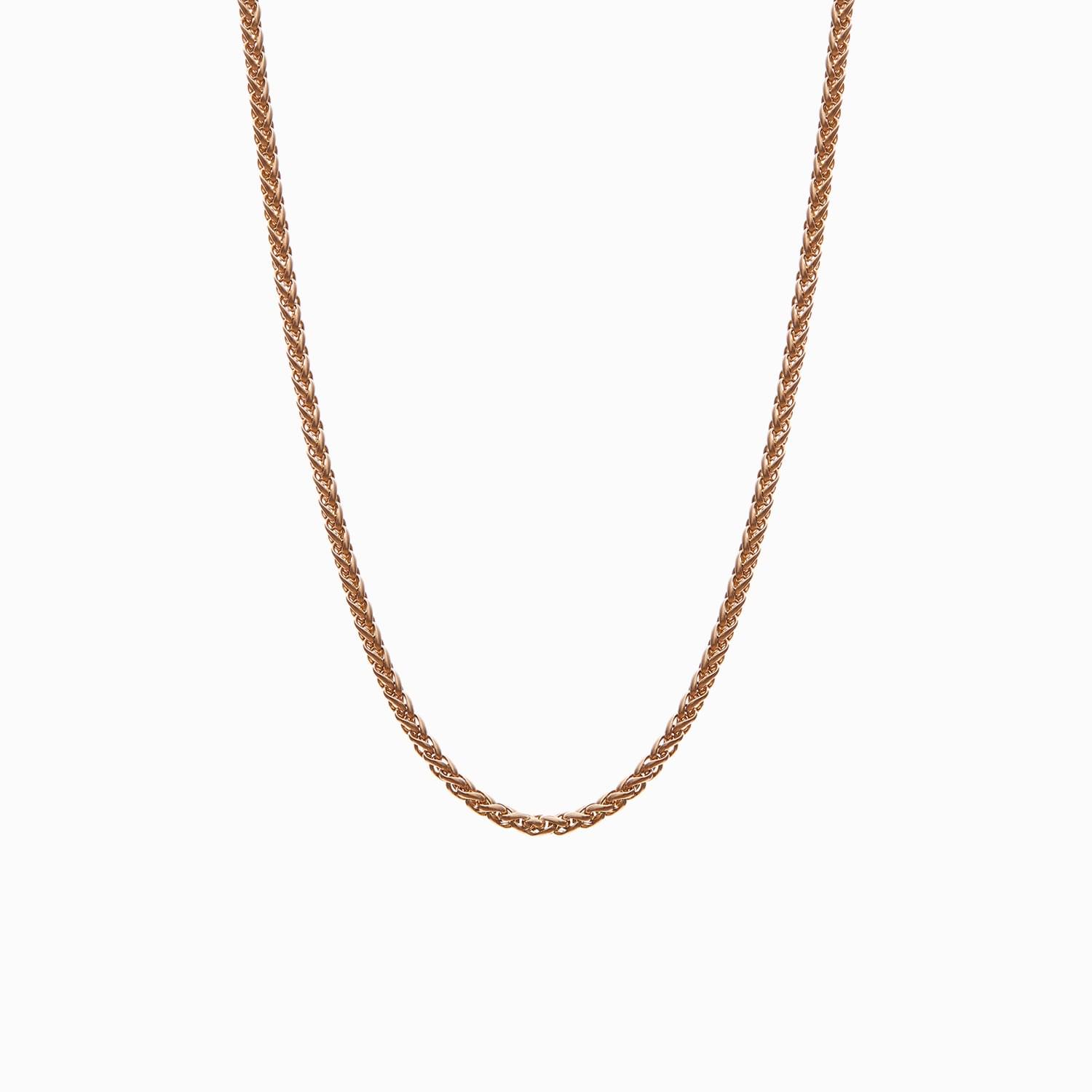 Collar Native en oro rosa con eslabón trenzado, extendido en curva