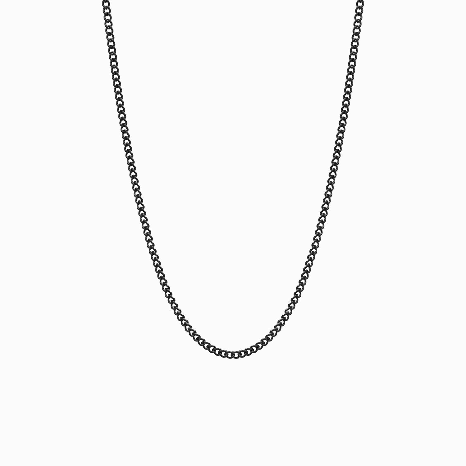 Collar Botany en acabado negro de eslabón fino, extendido en curva