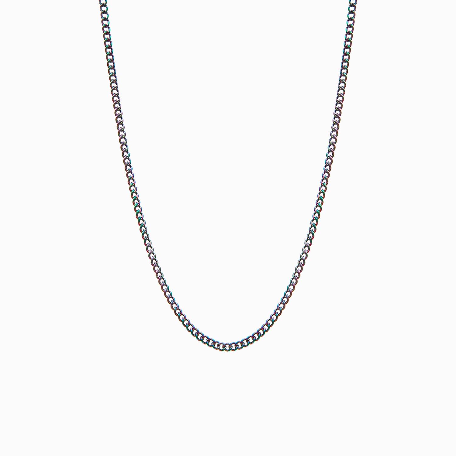 Collar Botany en acabado arcoíris de eslabón fino, extendido en curva