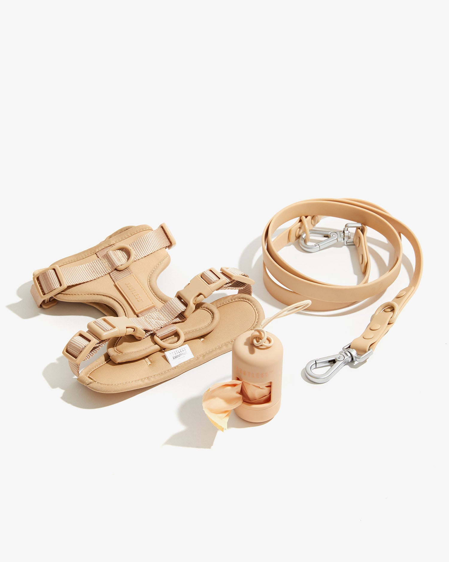Kit Paseo EasyFlex™ en nude con arnés acolchado, portabolsas y correa