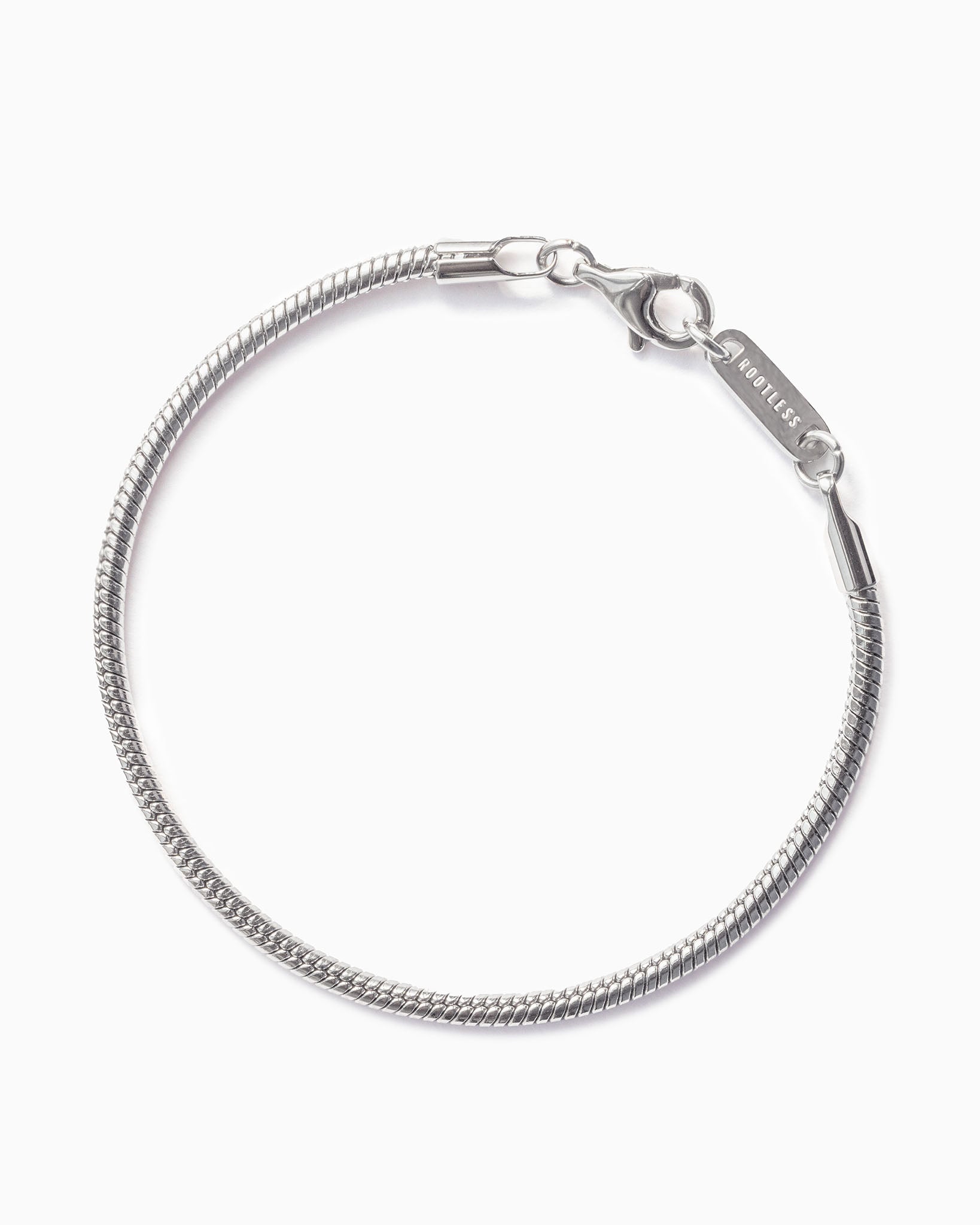 Pulsera Boa® en acero con eslabón tipo serpiente, mosquetón y chapa ROOTLESS
