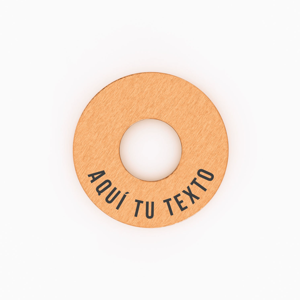 Anilla® en oro rosa con AQUÍ TU TEXTO grabado como muestra de personalización